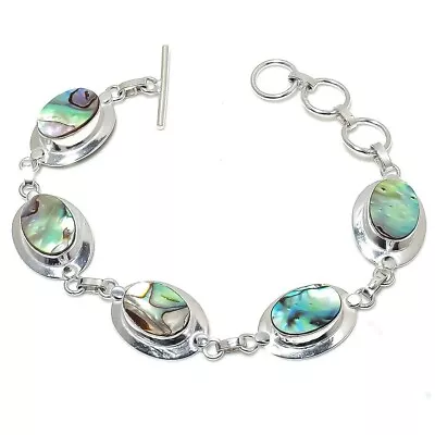 Abalone Shell Gemstone Handmade 925 Sterling Silver Jewelry Bracelet Sz 7-8  • $9.99