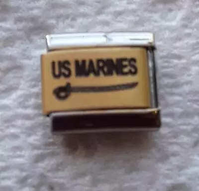  Us Marines   On Gold-italian 9mm Charm-military Troups Country • $1.25