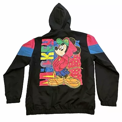 Vtg Mickey Mouse Disney Windbreaker 90s Colorblock Jacket Neon Size M Retro • $28.99