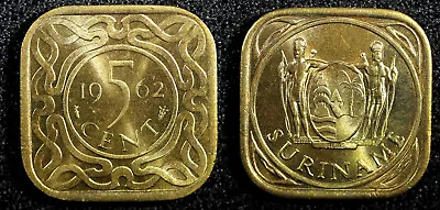 Suriname Nickel-Brass 1962 (u) Fish 5 Cents GEM BU KM# 12.1 (23 639) • $2.95