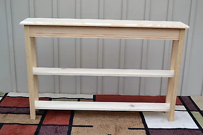 Unfinished 46  Narrow Console Sofa Foyer Beveled Edge Pine Table W/2 Shelves • $170