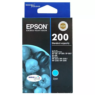 GENUINE Epson 200 Cyan Ink T200292 XP-410 WF-2510 WF-2520 WF-2530 WF-2540 • $22.99