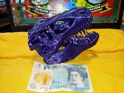 3d Printed T-rex Skull - Sparkly Blue - Unpainted • £19.99