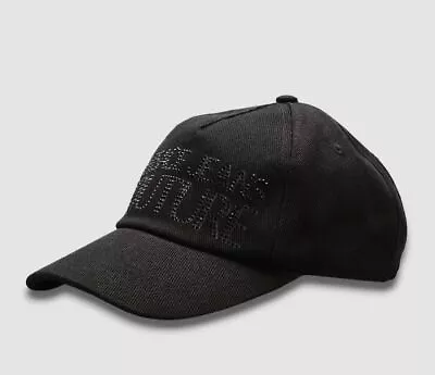 $96 Versace Men's Black Crystal Embellished Logo Baseball Cap Hat One Size • $30.78