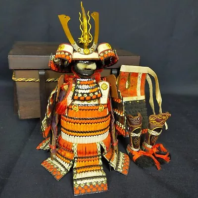 Vintage Samurai Warrior Doll Armour Yoroi Kabuto Box Miniature Armor 2142 • $234.06