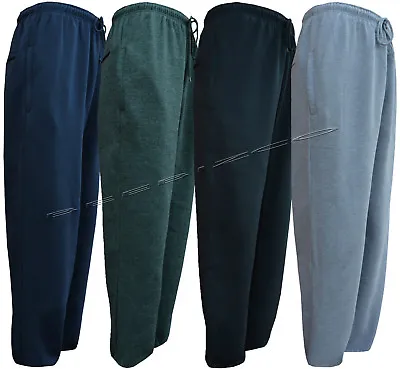 Mens/ Ladies Jogging Bottom Fleece Joggers Open Hem With Zip Pockets Small - 5XL • £7.99