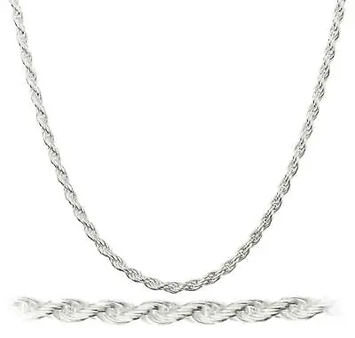 1MM Solid 925 Sterling Silver Italian DIAMOND CUT ROPE CHAIN Necklace Italy • $11.99