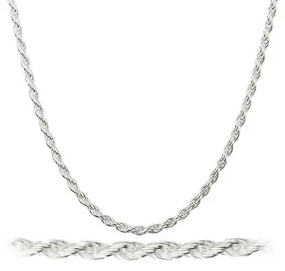 $15.99 • Buy 2MM Solid 925 Sterling Silver Italian DIAMOND CUT ROPE CHAIN Necklace Italy