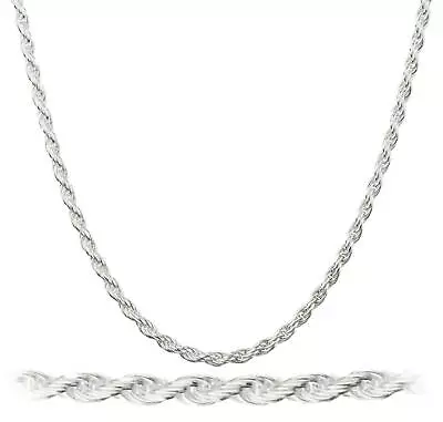 2MM Solid 925 Sterling Silver Italian DIAMOND CUT ROPE CHAIN Necklace Italy • $15.99