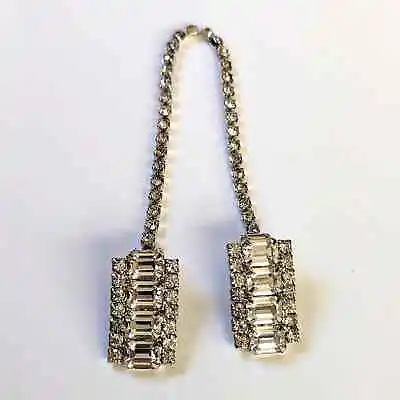 Vintage Estate Silver Tone Glam Sparkly Rhinestone Shawl Dress Glove Clip • $19.99