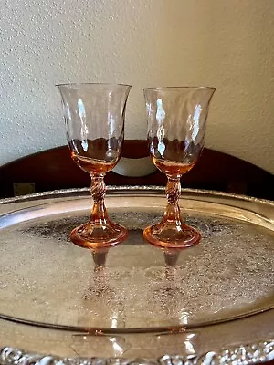 Vintage Wine Goblets Champagne Glasses Fostoria Pink Cocktail Toasting Barware~2 • $19.50