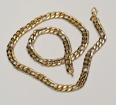 Solid 14K Gold Mens - 37.3g - 23  - Puffy Figaro Link Chain • $2287.46