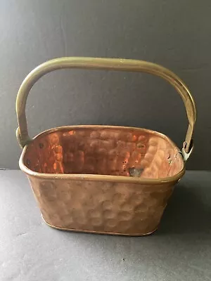 Vintage Copper Mini Brass Handle Tuscan  Decorative Bucket 4” Basket • $22