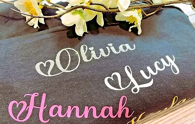 Personalised Iron On Names HTV Vinyl Decal Transfer Fabric Clothes 90+ Colours I • £4.49