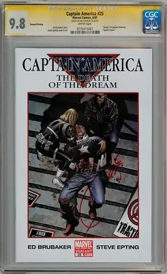 Captain America #25 2nd Print Cgc 9.8 Signature Series Signed Joe Quesada Movie • £119.95