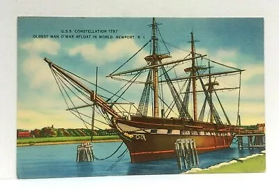 Newport Rhode Island RI USS Constellation Oldest Man O'War Ship Vintage Postcard • $9.99