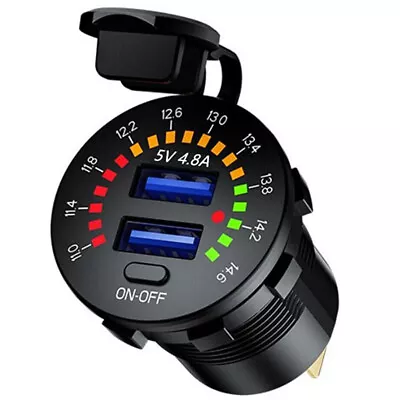 12V Dual 4.8A USB Car Charger 2 Port Adapter LED Voltmeter Socket Fast Charging • $13.40