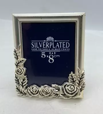 Miniature Silver Plated Photo Frame Metal Floral Design Holds 6.5cm X 5cm • £12