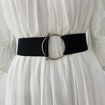 Women Woven Wide Wide Waist Belt Fashion Black Waistband Elastic Stretch Dresses • £3.49