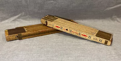 Lot 2 Vintage Lufkin Red End 72’’ Carpenter Folding Extension Rulers-still Work • $15