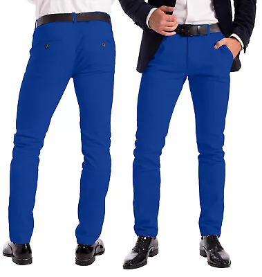 Stretch Chino Slim Fit Mens Relaxed Casual Cotton Dress Skinny Pants Size 30-40 • $20.39