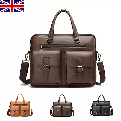 Leather Mens Messenger/Shoulder Laptop Ladies Real Work Briefcase Computer Bag • £19.99