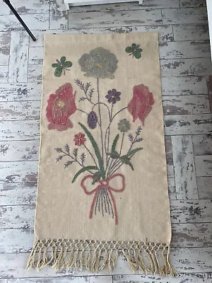 £35 • Buy Vintage Embroidered Wall Rug Hanging Floral