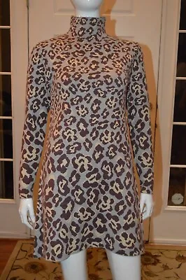 Womens ZARA Gray/Brown Leopard Turtleneck Dress Size S NWT • $19.99