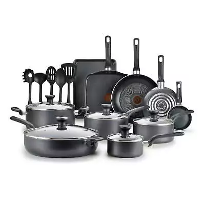 T-fal Easy Care 20 Piece Non Stick Pots And Pans Cookware Set Grey Up To 350°F • $75.19
