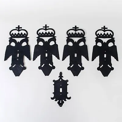 Set Of 5 Vintage Masonic Metal Light Switch Covers Cut Out Double-Headed Eagle • $189.99