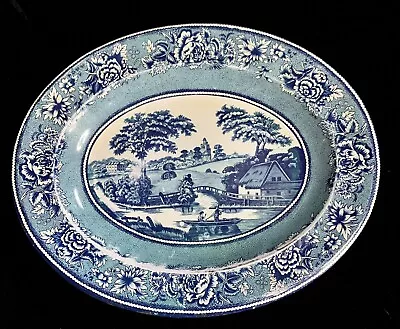 Vintage Daher Decorated Ware Blue Willow Oval Metal Tray Made In England Farm • $15