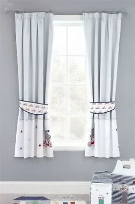 NEXT Baby Boy Toodle Pip Grey White Blue Dog Blackout Lined Curtains Set 46 X54  • £19.99