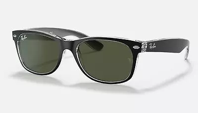 RayBan New Wayfarer Color Mix Black Transparent/Green 52mm Sunglasses RB21326052 • $102.14