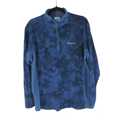 Columbia Mens Klamath Range Printed Half Zip Sweater Fleece Camouflage Blue M • $12.74