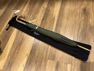 Balios Olive Green Single Canopy Windproof Walking Stick Umbrella Real Wood • £39.95