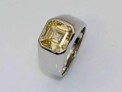 2.20 Ct Diamond Light Canary Yellow Square Signet Engagement Ring In 925 Silver • £99.59