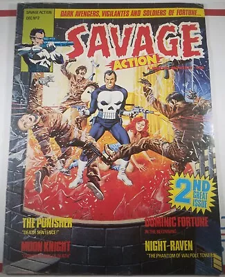 💀💥 Savage Action #2 Uk 1980 Punisher Marvel Preview Moon Knight Hulk 11 Vg/fn • $69.30