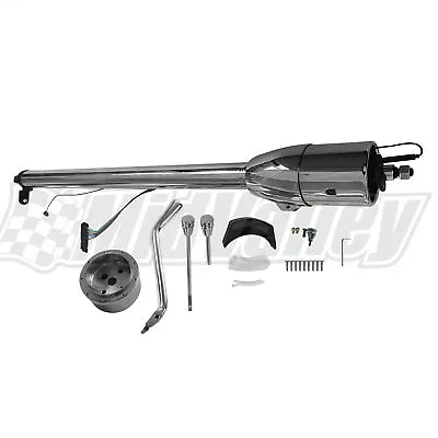 32  Steering Column Tilt Auto No Key & Shift Indicator W/ Wheel Adapter Chrome • $156.10