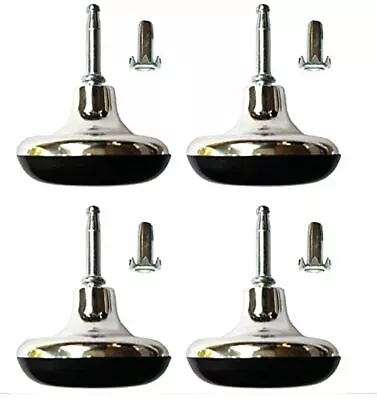 Chrome Feet Bed Legs Glides Castor & Insert For Divan Base Sofa Chair Wheels • £5.89