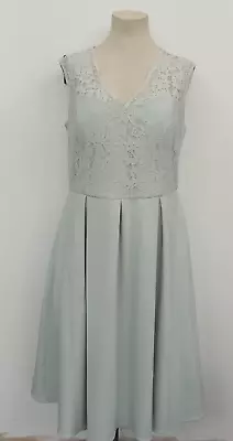Roman Mint Green Lace Fit & Flare Dress Races/Wedding/Prom / Party Dress Size 18 • £15