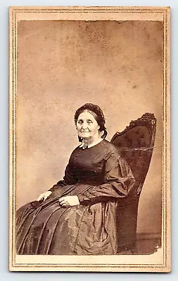 Original Old Vintage Antique Real Photo CDV Beautiful Elderly Lady Dress Chair • $7.49