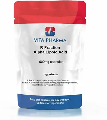 R-FRACTION ALPHA LIPOIC ACID 600mg Capsules Antioxidant Cell Damage VITAPHARMA • £49.99