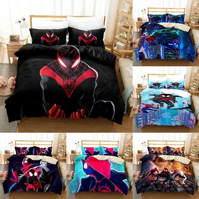 Spider-Man: Into The Spider-Verse Miles Bedding Set 3PCS Duvet Cover Pillowcase • $69.17