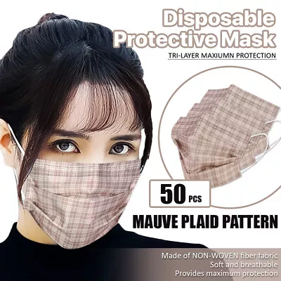 [50 Pcs] 3-Ply Stylish Disposable Face Masks Non-Medical Surgical Earloop Cover • $5.99