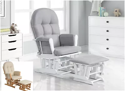 £169.99 • Buy Nursing Glider Maternity Chair With Footrest Baby Rocking Nursery Seat Wood Grey