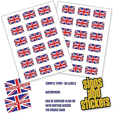 33mm X 17mm X96 Great Britain Union Jack Stickers Labels Made In The UK • £4.95
