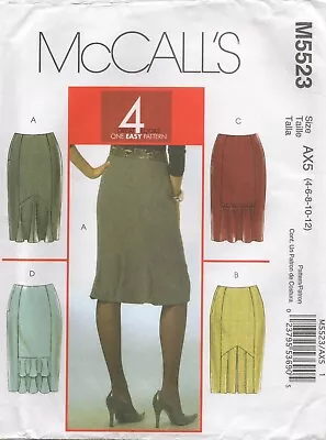 McCalls Sewing Pattern 5523 EASY Skirt Straight With Back Detail Size 4 - 12 New • £12.95