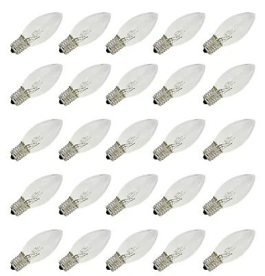 25 Pack C9 Clear Replacement Bulbs For Christmas Lights E17 7 Watt Cool White • $14.99