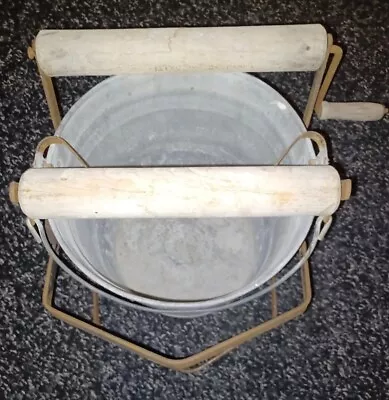 Vintage Galvanized Steel Mop Bucket Foot Pedal Wringer Rollers Old Fashion • $30