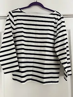 NWOT J.Crew Classic Mariner Boatneck T-shirt In Stripe BF359 - Ivory/Navy - Sz M • $25